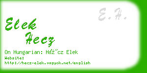 elek hecz business card